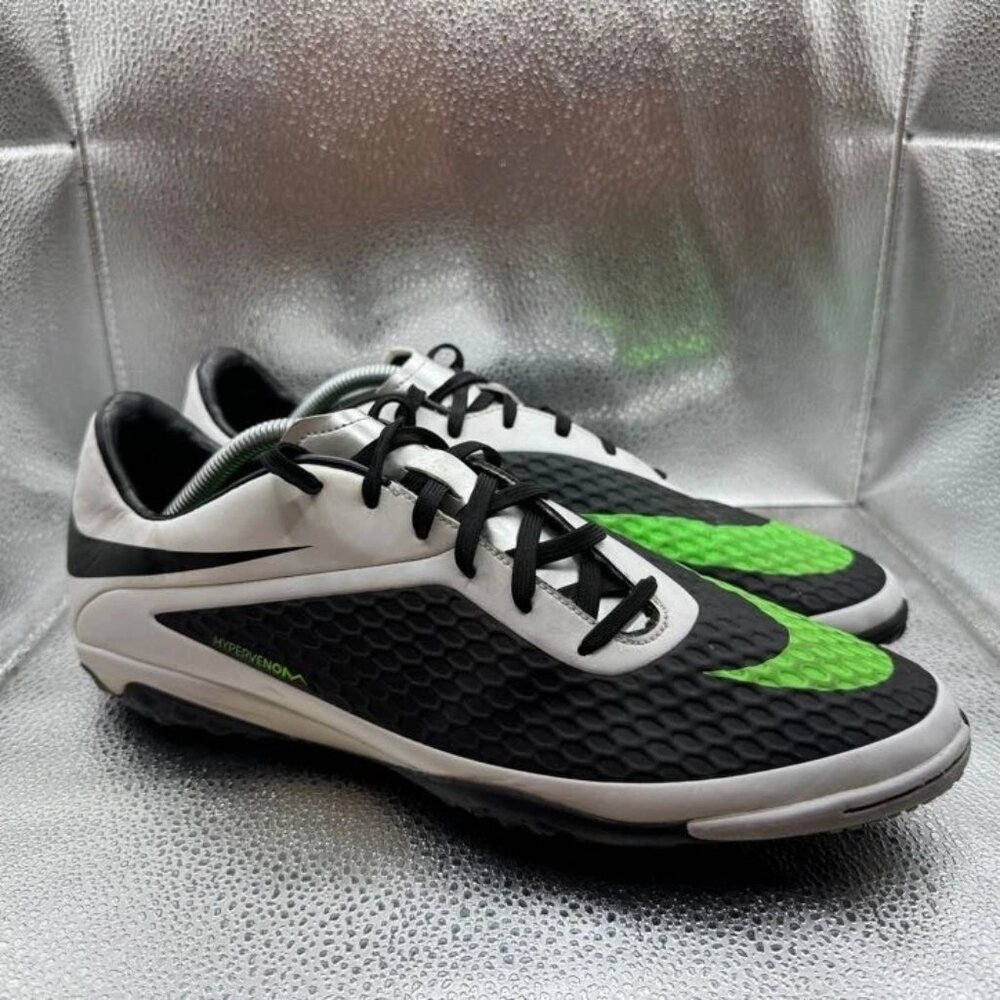 Size 12 Nike Hypervenom Phelon FG Mens Black White Excellent Soccer Cleats